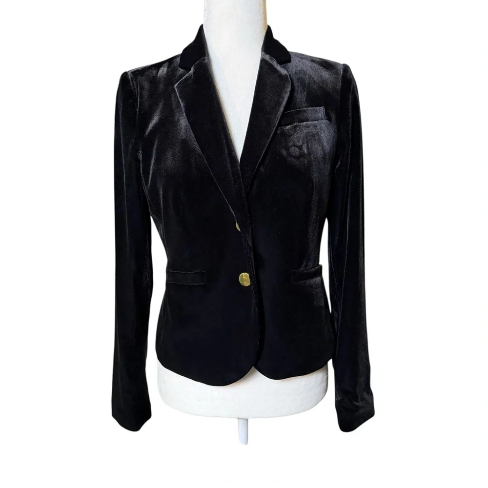 Calvin Klein Women's Black Fully Lined Velvet Blazer Size 8P - Picture 2 of 6
